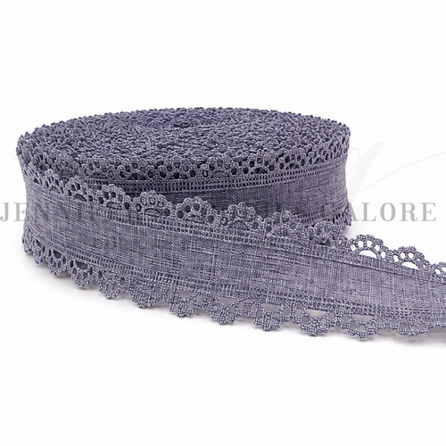 1.5", Linen Ribbon, Scalloped Edge Ribbon, FRENCH LAVENDER, Lace Edge Ribbon, Hair Bow Ribbon, 1 YARD