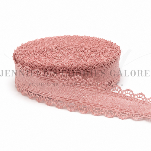1.5", Linen Ribbon, Scalloped Edge Ribbon, PETAL PINK, Lace Edge Ribbon, Hair Bow Ribbon, 1 YARD