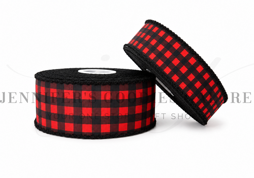 Christmas Ribbon, Moonstitch, Red Buffalo Plaid Ribbon, Hair Bow Ribbon, Wholesale Ribbon, PER YARD
