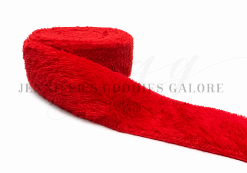 3”, Imitation Fur Ribbon, Faux Fur Ribbon, Red Fur Ribbon, Santa Ribbon, Christmas Ribbon, 1 YARD