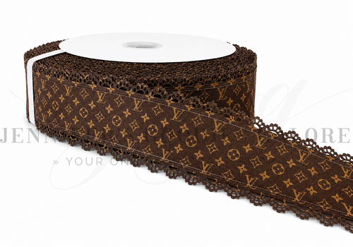 2.5", Linen Ribbon, Scalloped Edge Ribbon, Boujee, LV Ribbon, Lace Edge Ribbon, Hair Bow Ribbon, 1 YARD