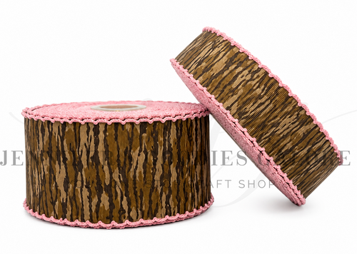 Camoflauge Ribbon, Moonstitch Ribbon, Camo Print Ribbon, Pink Stitch, Hair Bow Ribbon, Wholesale Ribbon, PER YARD