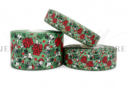 Charlie Brown Christmas Ribbon, Snoopy Ribbon, Christmas Tree Ribbon, Cartoon Ribbon, Green Ribbon, Hair Bow Ribbon, Wholesale Ribbon, PER YARD
