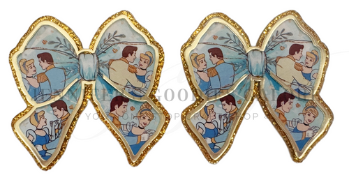 70mm, Princess Resins, Planar Resins, Cinderella, Coquette Bow, Gold Glitter, Badge Reel Resins, Flat Back Resins, Cabochons, Hair Bow Centers, 2PC