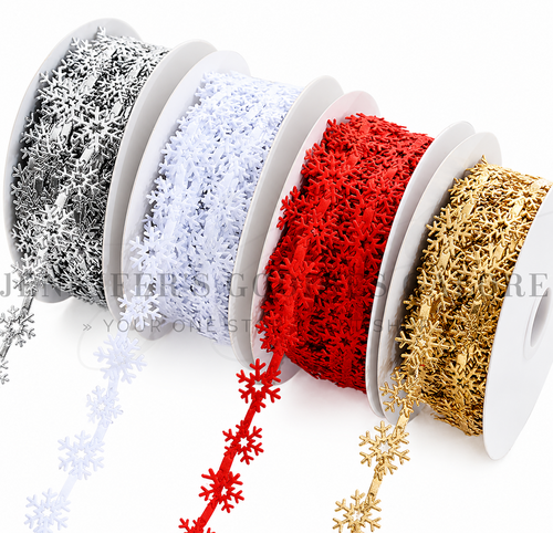 22mm, 7/8", Christmas Rick Rack, Snowflake Ribbon, Christmas Trim, Ric Rac, Wholesale, PER YARD
