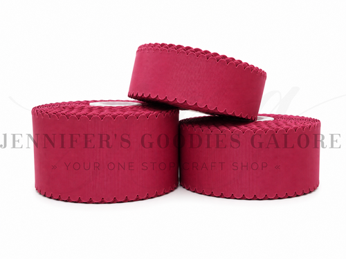 Scallop Ribbon, ROSEWOOD, Wavy Edge Ribbon, Grosgrain, Hair Bow Ribbon, Wedding Decor, Gift Wrapping, Scrapbooking, Wholesale, PER YAR