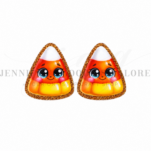 40mm, Candy Corn Resins, Orange Glitter Resins, Fall Resins, Halloween Resins, Flat Back Resins, Hair Bow Centers, Cabochons, Wholesale Resins, 2PCS