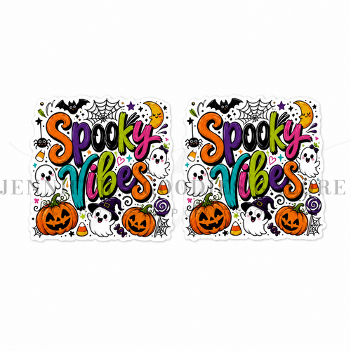 40mm, Halloween Resins, Spooky Vibes, Ghost, Bats, Flat Back, Badge Reel Resins, Hair Bow Centers, Cabochons, Wholesale Resins, 2PC (2230)