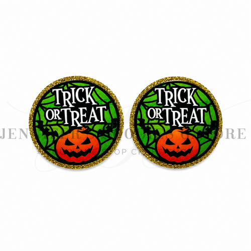 50mm, Halloween Resins, Planar Resins, Gold Glitter, Trick Or Treat, Holiday Resins, Embellishments, Resins, Flat Back Resins, Hair Bow Centers, Cabochons, Wholesale Resins, 2PCS (3140)