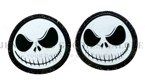 48x50mm, Nightmare Before Christmas Resins, Jack Resins, Planar Resins, Black Glitter Resins, Christmas Resins, Embellishments, Flat Back Resins, Hair Bow Centers, Cabochons, Wholesale Resins, 2PCS