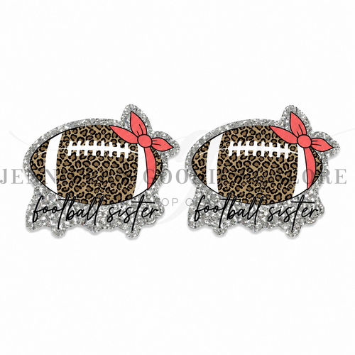 50x41mm, Football Resins, Planar Resins, Football Sister, Silver Glitter, Sport Resins, Embellishments, Badge Reel Resins, Hair Bow Centers, Cabochons, Wholesale Resins, 2PCS