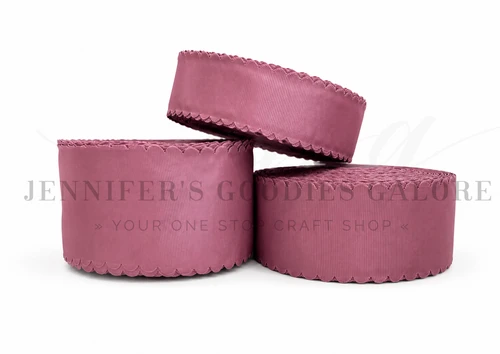 Scallop Ribbon, ROSY MAUVE, Wavy Edge Ribbon, Grosgrain, Hair Bow Ribbon, Wedding Decor, Gift Wrapping, Scrapbooking, Wholesale, PER YARD