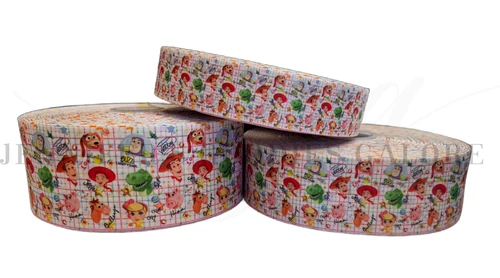 Toy Story Ribbon, Woody, Buzz, Jessie, Character Ribbon, Cartoon Ribbon, Checkered, Hair Bow Ribbon, Wholesale, PER YARD