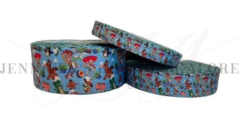 Toy Story Ribbon, Woody, Buzz, Jessie, Character Ribbon, Cartoon Ribbon, Blue, Hair Bow Ribbon, Wholesale, PER YARD