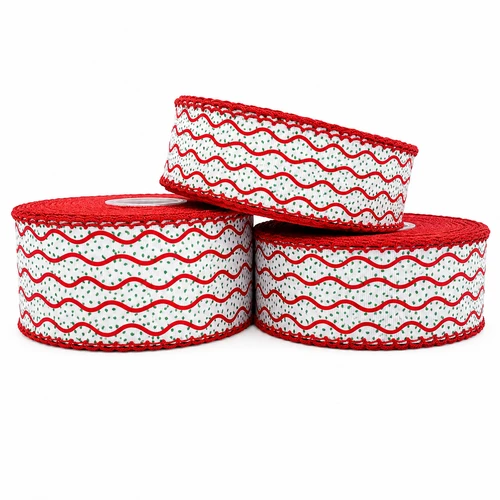 Christmas Ribbon, Moonstitch, Cupcake Ribbon, Cake Stripes, Red Stitch, Hair Bow Ribbon, Wholesale Ribbon, PER YARD