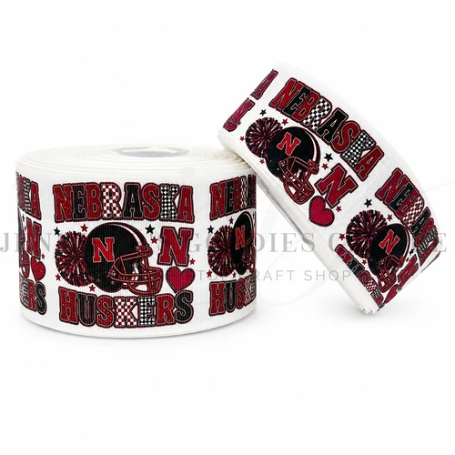 Football Ribbon, Nebraska, Huskers, Sports Ribbon, Hair Bow Ribbon, Wholesale, PER YARD
