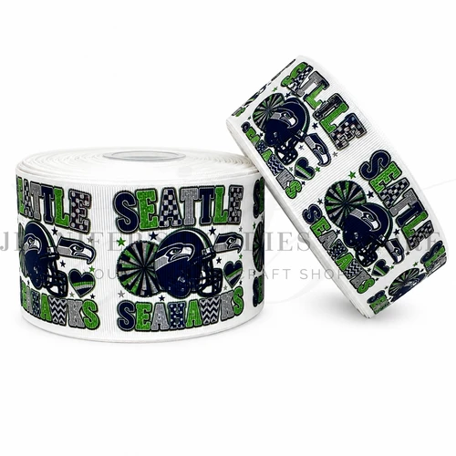 Football Ribbon, Seattle, Seahawks, Sports Ribbon, Hair Bow Ribbon, Wholesale, PER YARD