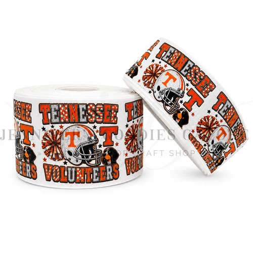 Football Ribbon, Tennessee, Volunteers, Sports Ribbon, Hair Bow Ribbon, Wholesale, PER YARD