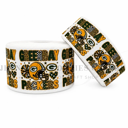 Football Ribbon, Greenbay, Packers, Sports Ribbon, Hair Bow Ribbon, Wholesale, PER YARD