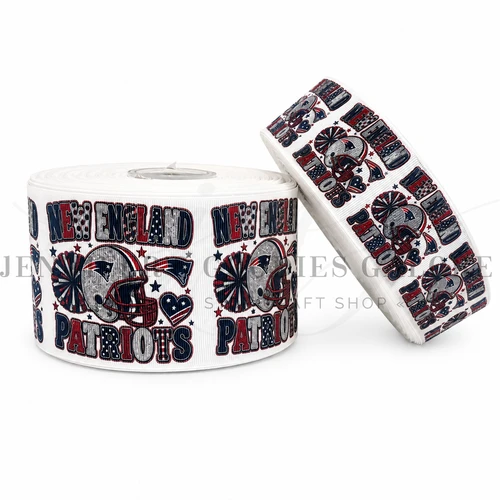Football Ribbon, New England, Patriots, Sports Ribbon, Hair Bow Ribbon, Wholesale, PER YARD