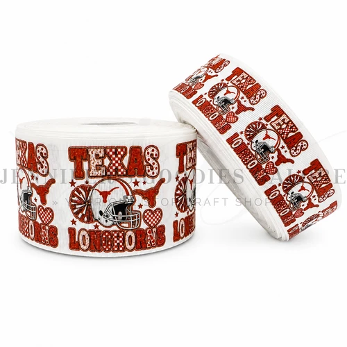 Football Ribbon, Texas, Longhorns, Sports Ribbon, Hair Bow Ribbon, Wholesale, PER YARD