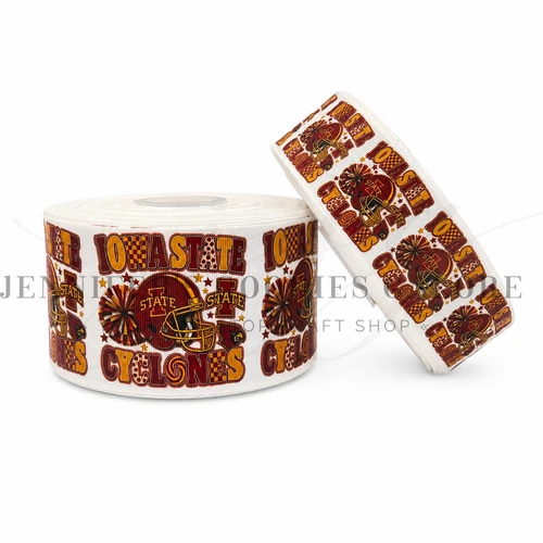 Football Ribbon, Iowa State, Cyclones, Sports Ribbon, Hair Bow Ribbon, Wholesale, PER YARD