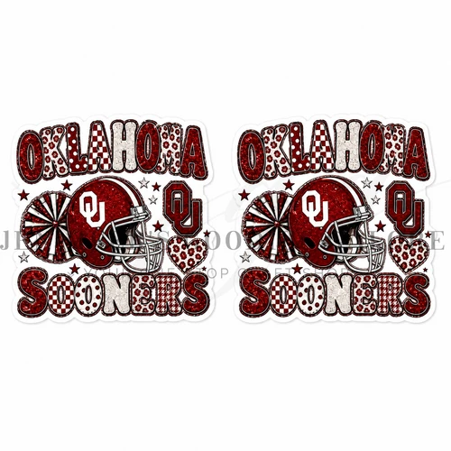 40mm, Football Resins, Planar Resins, Oklahoma, Sooners, Flat Backs, Embellishments, Badge Reel Resins, Hair Bow Centers, Cabochons, Wholesale Resins, 2PCS