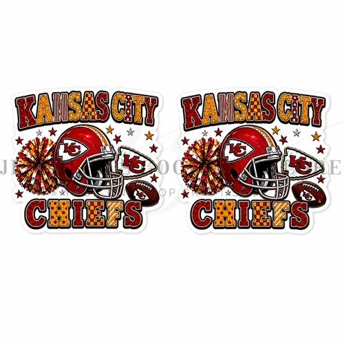40mm, Football Resins, Planar Resins, Kansas City, Chiefs, Flat Backs, Embellishments, Badge Reel Resins, Hair Bow Centers, Cabochons, Wholesale Resins, 2PCS