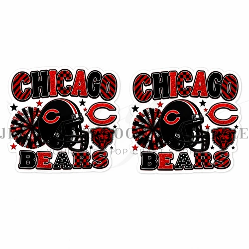 40mm, Football Resins, Planar Resins, Chicago, Bears, Flat Backs, Embellishments, Badge Reel Resins, Hair Bow Centers, Cabochons, Wholesale Resins, 2PCS