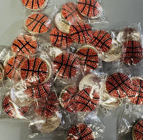 25mm, Rhinestone Basketball Sliders, Sports, Hair Bow Sliders, 47PCS