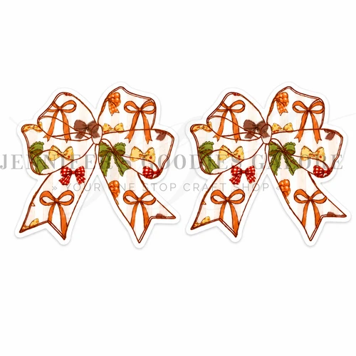 40mm, Fall Resins, Coquette Bow Resins, Autumn Resins, Cabochons, Keychain Resins, Hair Bow Centers, Embellishments, Wholesale Resins, 2PCS 