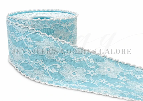 3", Lace Ribbon, Moonstitch, Light Blue, Hair Bow Ribbon, PER YARD