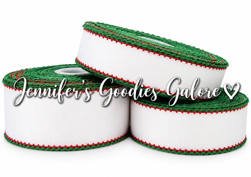 Christmas Ribbon, Moonstitch, Double Moonstitch, Red and Green, Holiday Ribbon, Hair Bow Ribbon, Wholesale Ribbon, PER YARD