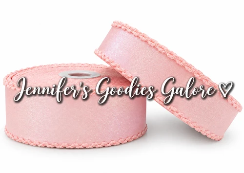 Glitter Ribbon, Moonstitch Ribbon, Satin Ribbon, PEARL PINK, Hair Bow Ribbon, Per Yard