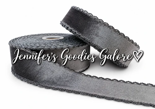 Velvet Moonstitch, GREY, Moonstitch Ribbon, Velvet Ribbon, Hair Bow Ribbon, PER YARD
