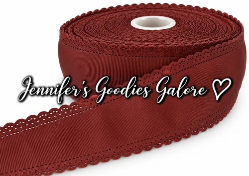 2.5", Scalloped Edge Ribbon, CAPPUCCINO, Eyelet Ribbon, Lace Edge Ribbon, Hollow Edge, Hair Bow Ribbon, 1 YARD
