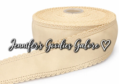 2.5", Scalloped Edge Ribbon, IVORY, Eyelet Ribbon, Lace Edge Ribbon, Hollow Edge, Hair Bow Ribbon, 1 YARD 