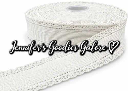 1.5", Scalloped Edge Ribbon, WHITE, Corduroy Ribbon, Eyelet Ribbon, Lace Edge Ribbon, Hollow Edge, Hair Bow Ribbon, 1 YARD 