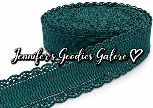 1.5", Scalloped Edge Ribbon, HUNTER GREEN, Corduroy Ribbon, Eyelet Ribbon, Lace Edge Ribbon, Hollow Edge, Hair Bow Ribbon, 1 YARD