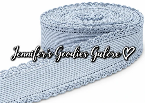 1.5", Scalloped Edge Ribbon, BLUEBELL, Corduroy Ribbon, Eyelet Ribbon, Lace Edge Ribbon, Hollow Edge, Hair Bow Ribbon, 1 YARD
