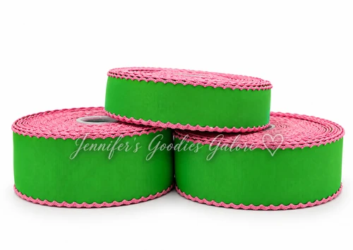 St. Patrick's Day Ribbon, Moonstitch, Pink Moonstitch, Green Flash Ribbon, Holiday Ribbon, Hair Bow Ribbon, Wholesale Ribbon, PER YARD