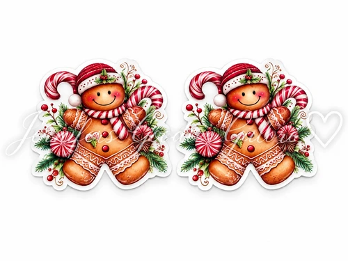 40mm, Gingerbread Resins, Cookie Resins, Cany Canes, Planar Resins, Christmas Resins, Flatback, Cabochons, Scrapbooking, Hair Bow Centers, Embellishments, 2PC 