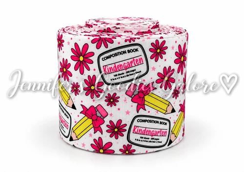 3", Back to School Ribbon, Kindergarten, School, Pencil, 1 ROLL