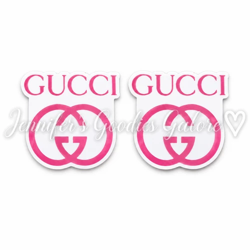 44mm, Gucci Resins, Pink Logo, Designer Logo Resins, Planar resins, Flat Back Resins, Hair Bow Centers, Badge Reel Resins, Cabochons, Wholesale Resins, 2PCS