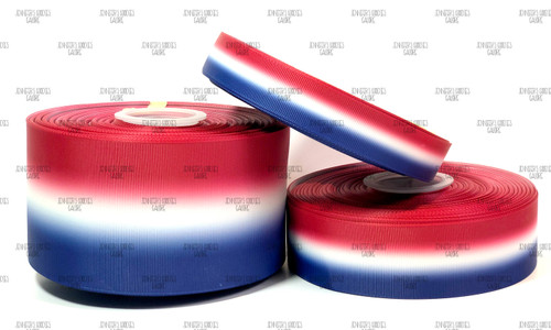Patriotic Ribbon, Ombre Ribbon, Red/White/Blue Ribbon, July 4th Ribbon, Holiday Ribbon, Cheer Bow Ribbon, Wholesale Ribbon, PER YARD