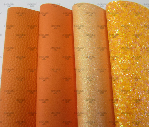 21x29cm (A4 Size 8x11.8"), Glitter Fabric, ORANGE Synthetic Leather, Solid Green Canvas Sheets, Orange Glitter, Halloween Fabric, Lichee Leather, DIY Leather Bows, 1 Sheet