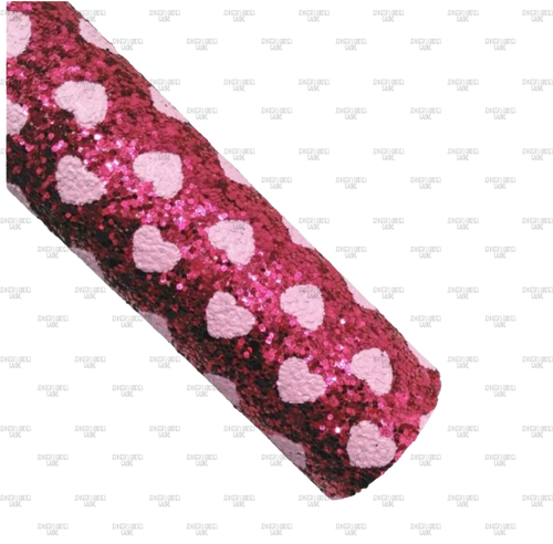 Greatdiy Sparkly Princess Confetti Pink Chunky Glitter Fabric Roll 12 x 52  inch Shiny Mixed Color Valentine's Day Faux Leather for Bows Earrings