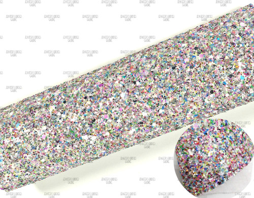 21x29cm (A4 Size 8x11.8"), Rainbow Glitter Fabric, Sequin Synthetic Leather, Glitter Leather, Canvas Sheets, Confetti Glitter Fabric, DIY Leather Bows, 1 Sheet (74)