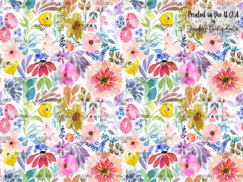 8x12", Watercolor Floral Synthetic Leather, Custom Leather Sheets, Spring Flowers Leather Fabric, Yellow Floral Leather Sheet, Floral Faux Leather, Faux Leather Fabric Sheet, DIY Hair Bows, 1 Sheet