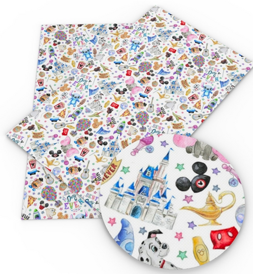 8x12", Disney Synthetic Leather, Mickey Leather Sheets, Custom Printed, Cartoon Leather Fabric, Disney Symbols Leather Sheet, Mickey Faux Leather, Faux Leather Fabric Sheet, DIY Hair Bows, 1 Sheet (10)